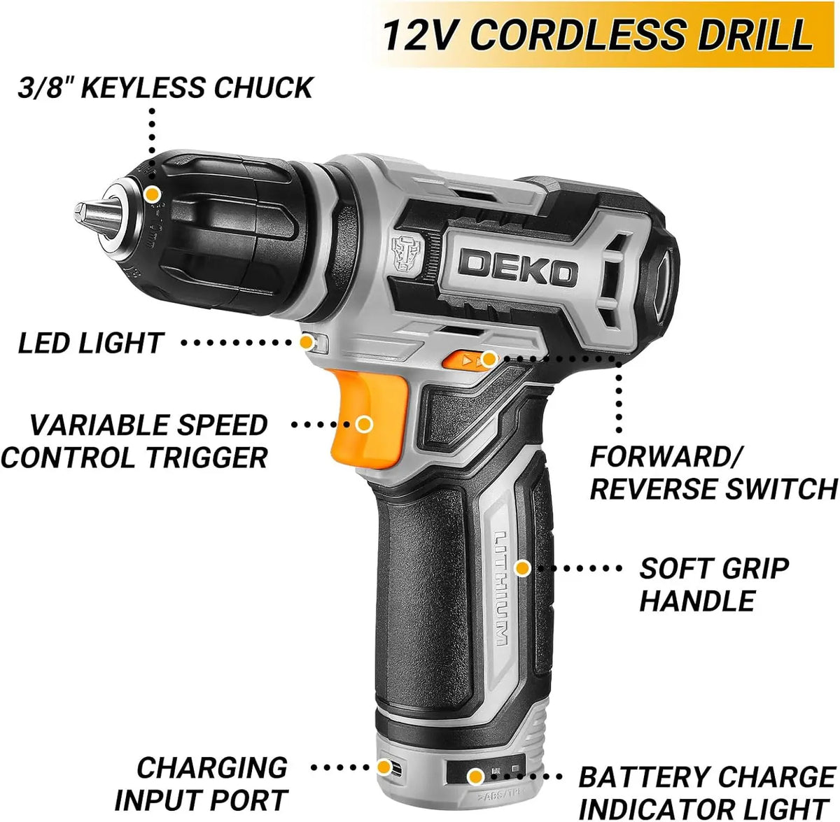 DEKO Cordless Drill And Screwdriver Storage Toolbox Kit