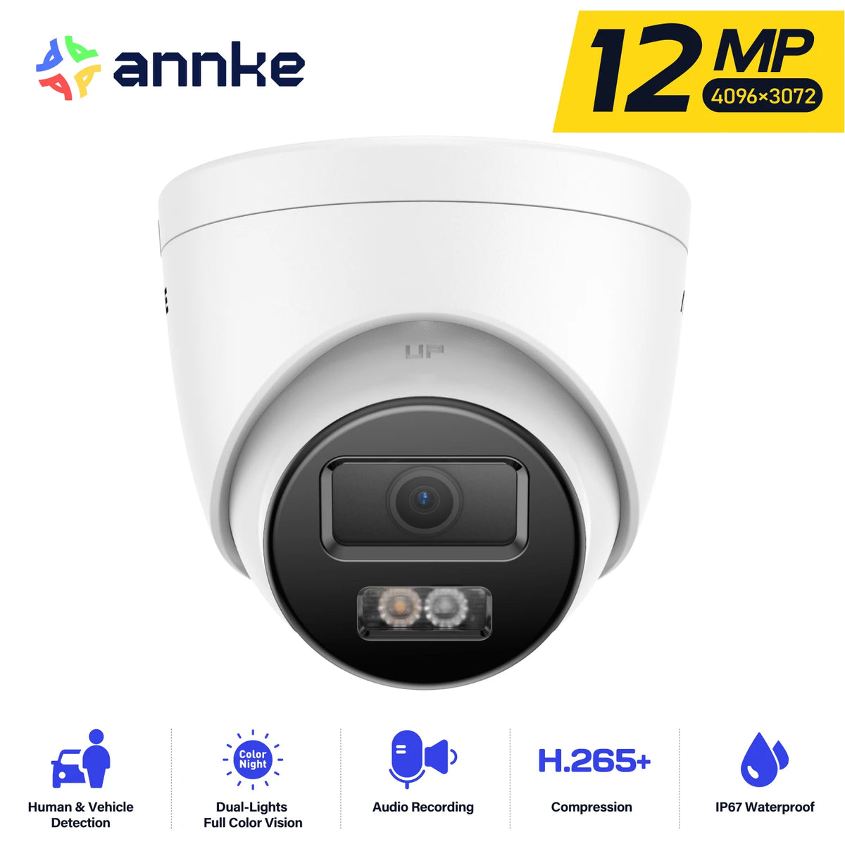 ANNKE 12MP 3K Outdoor PoE Security Camera With Night Vision