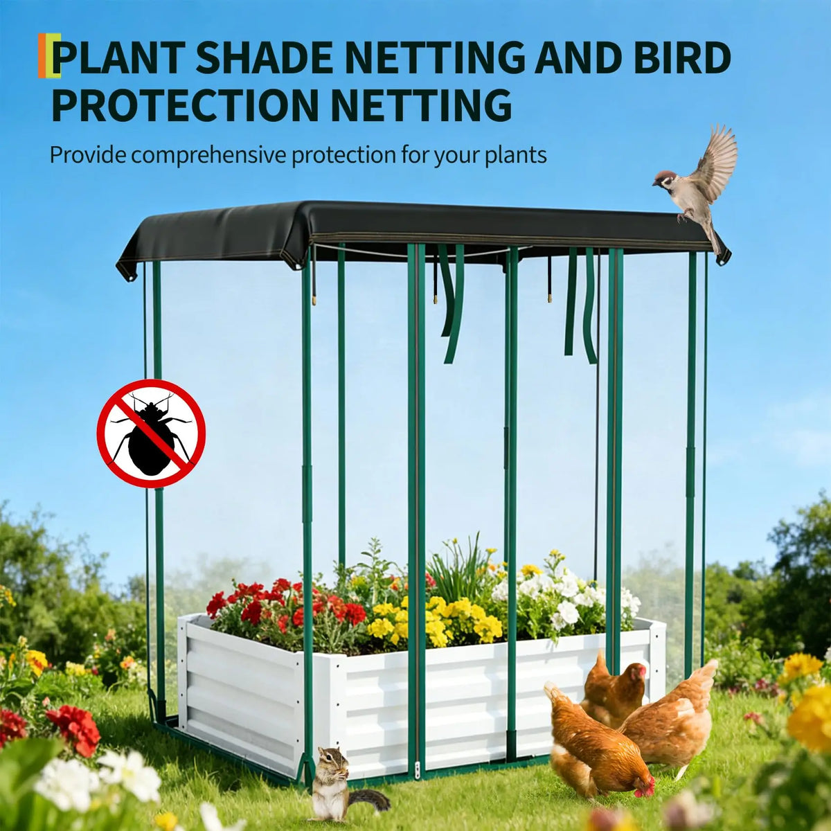 HiMISS Galvanized Raised Garden Bed With Drip Irrigation