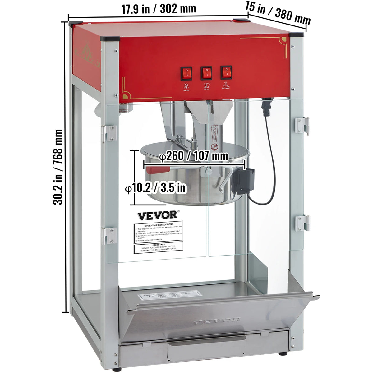 SucceBuy Commercial Electric Popcorn Maker With Stainless Steel Kettle