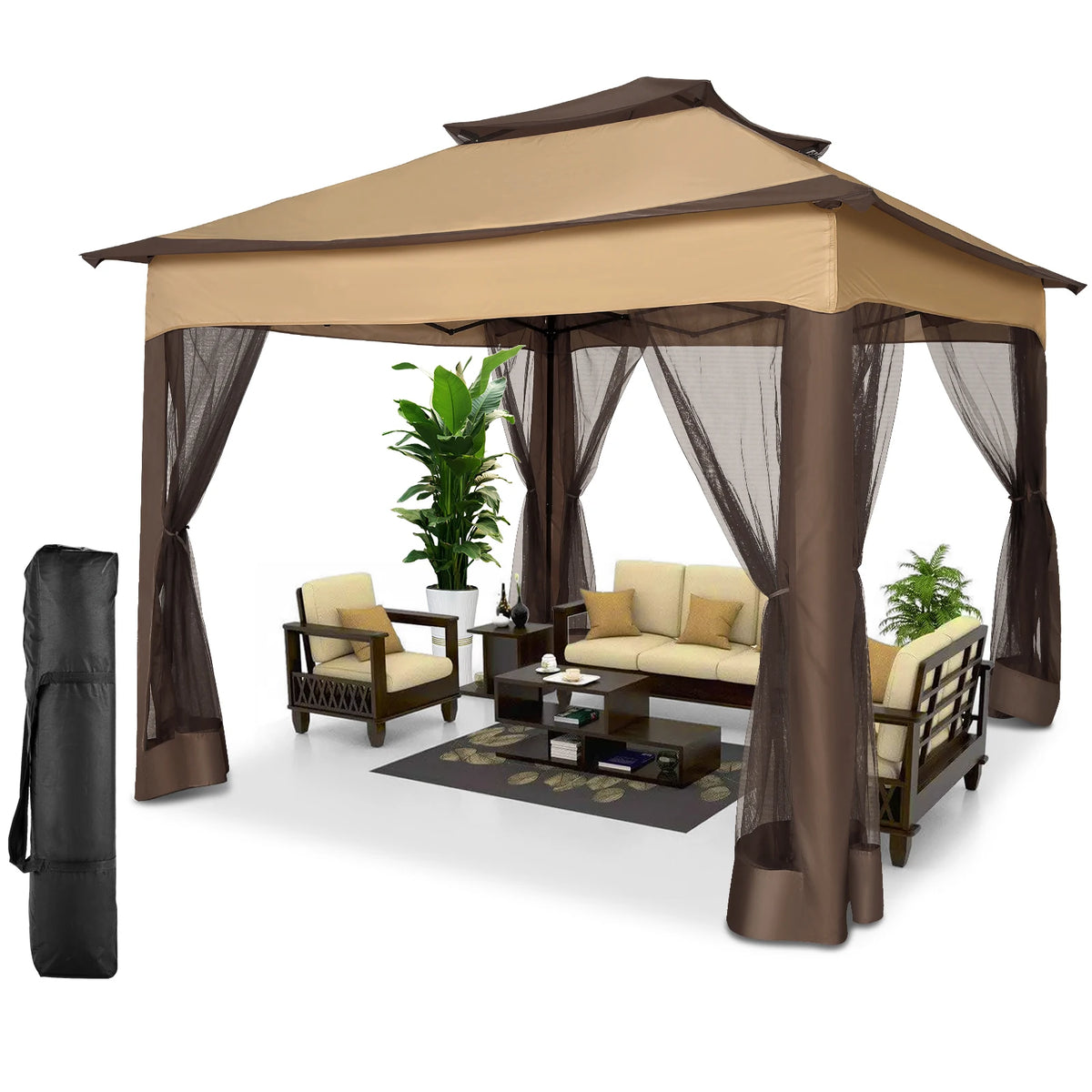COBIZI Pop Up Gazebo with Mosquito Netting and Ventilated Roof