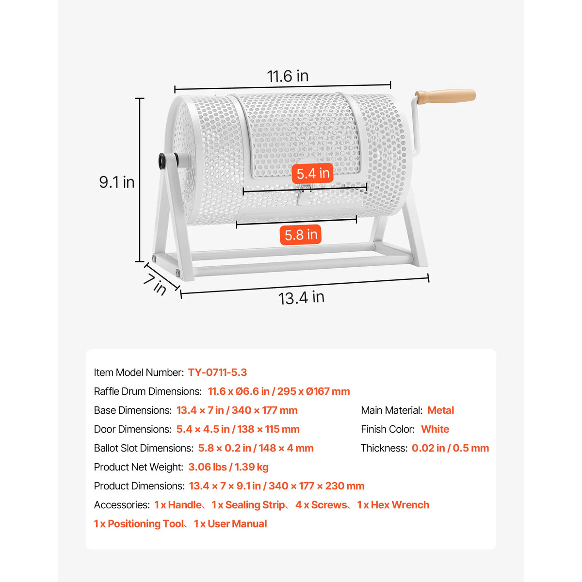 SucceBuy Raffle Ticket Spinner Drum With Handle For Events