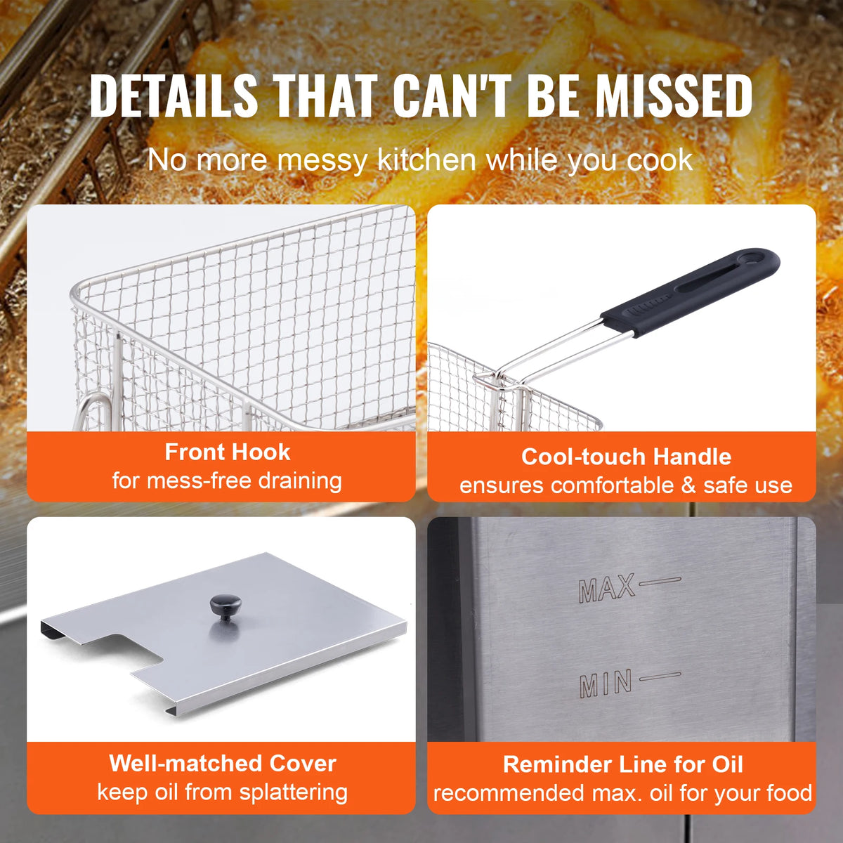 SucceBuy Commercial Electric Deep Fryer With Dual Removable Oil Tanks