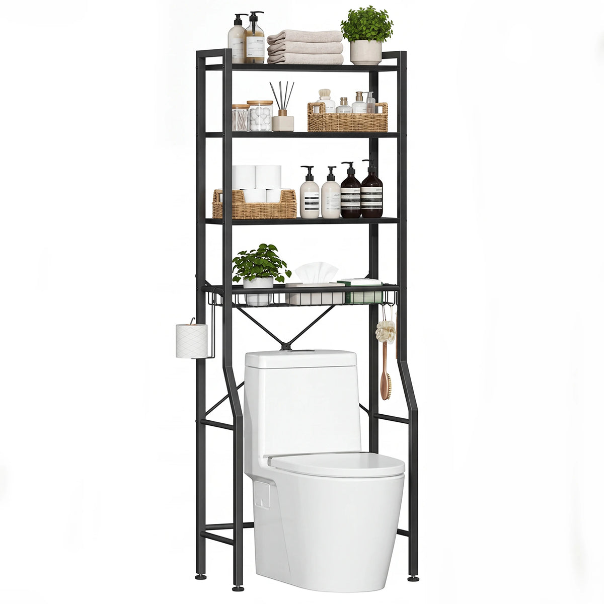 JHK Four Tier Over Toilet Bathroom Storage Organizer Shelf