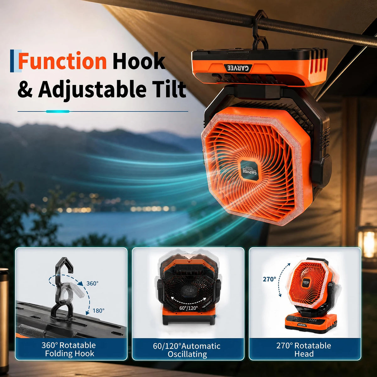 HiMISS Portable Camping Fan With Remote And Battery