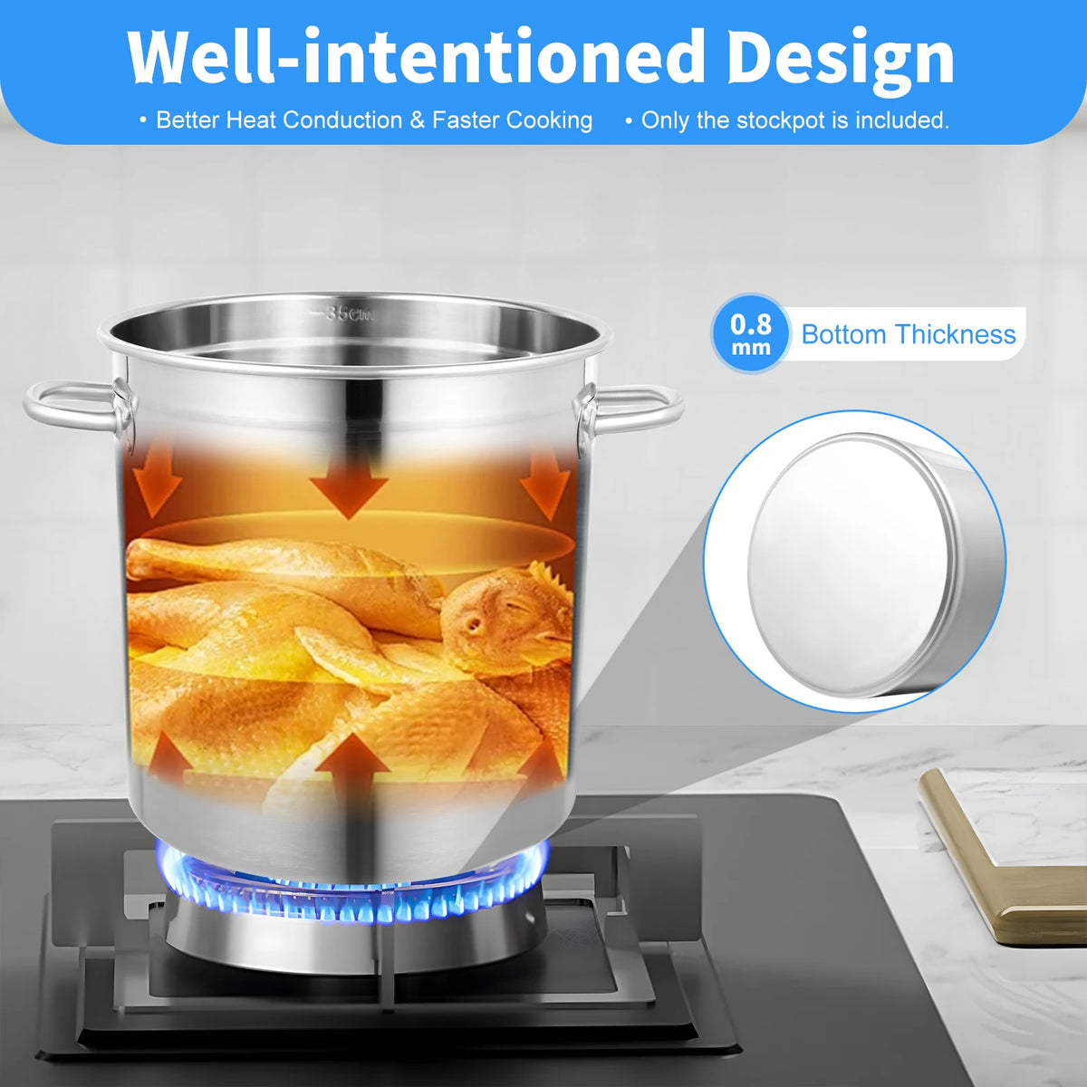 Multifunctional Stainless Steel Stock Pot With Durable Handles Secure Lid
