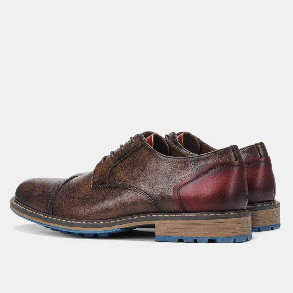 Hecrafted Mens Retro Leather Cap Toe Oxford Lace Up Shoes