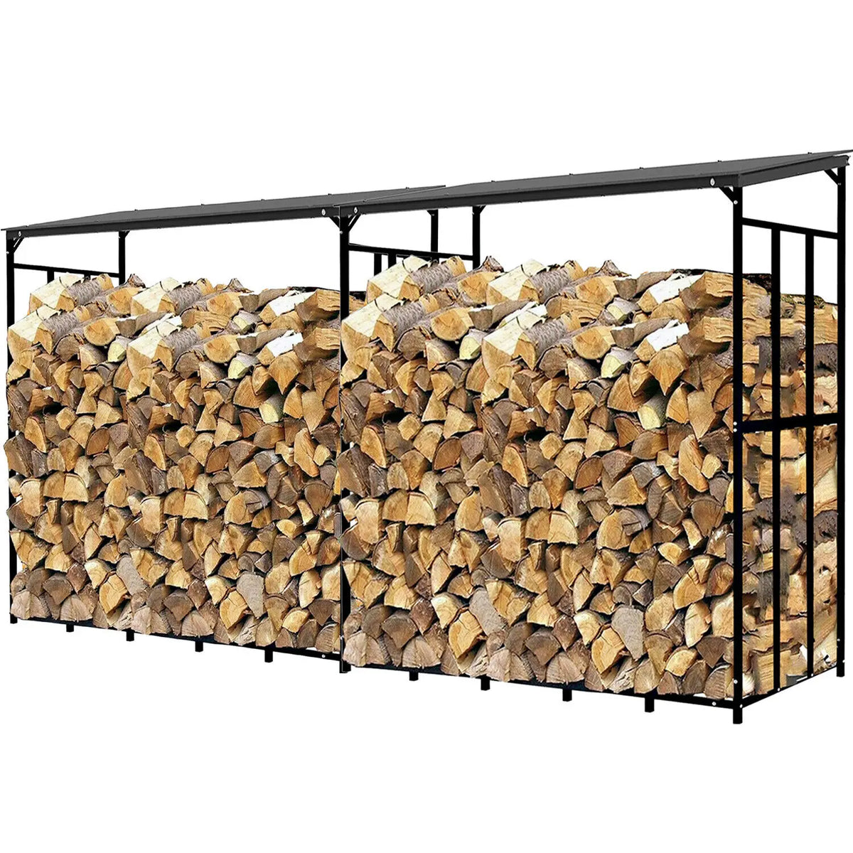 Outdoor Metal Log Store With Waterproof Roof For Garden Firewood