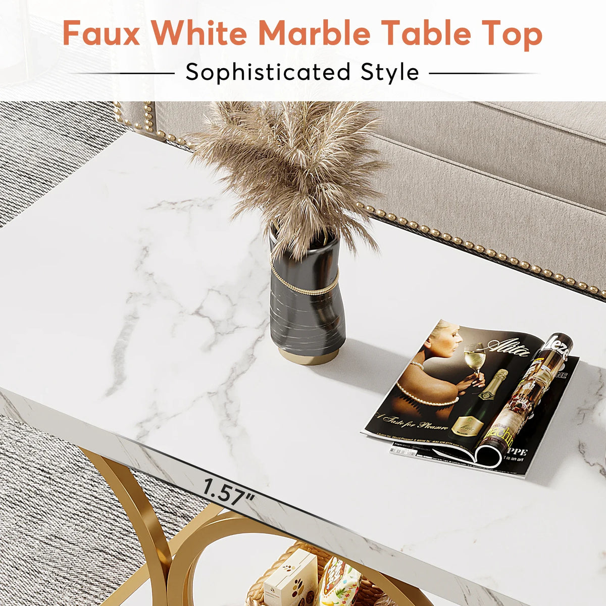Tribesigns Modern Two Tier Faux Marble Wood Coffee Table
