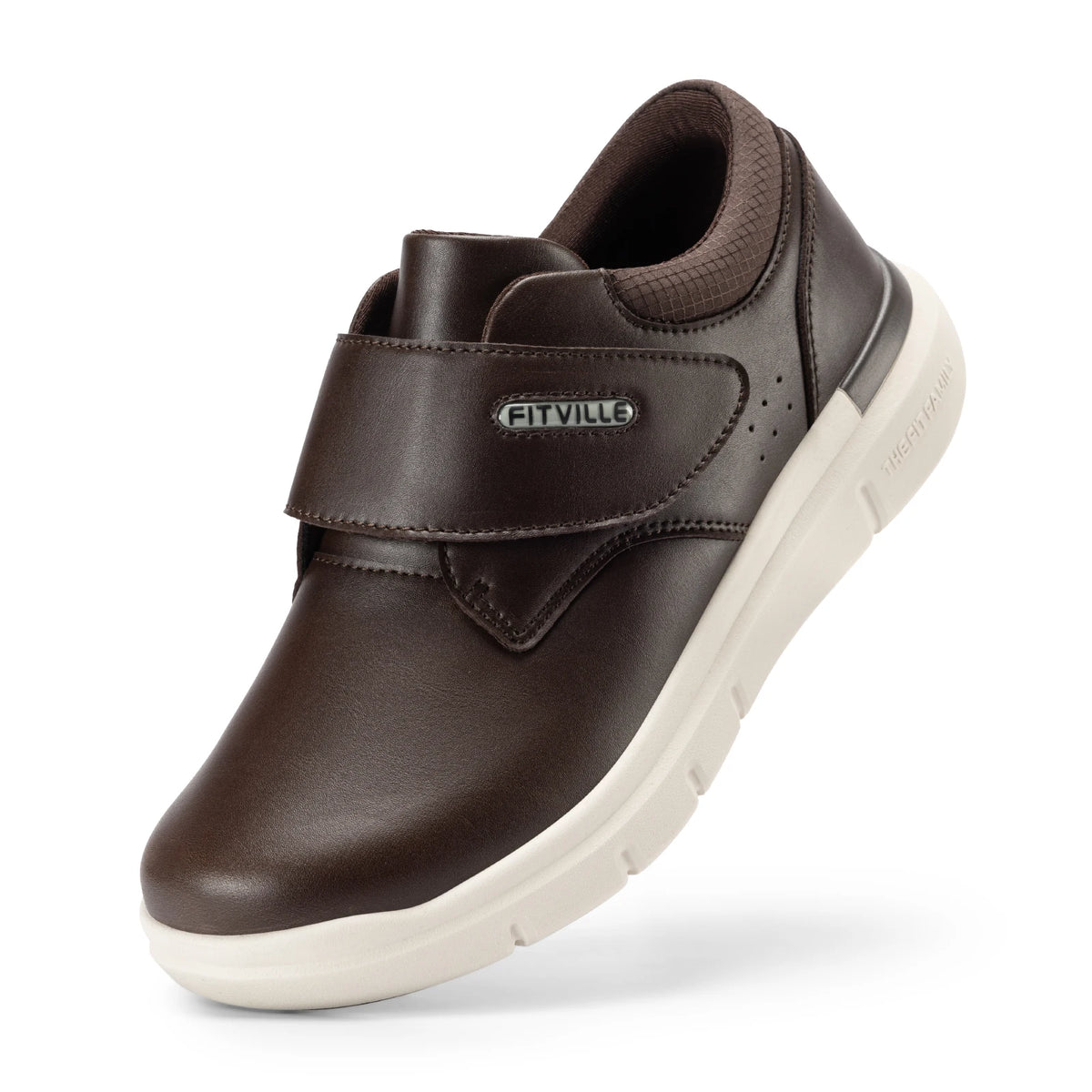 FitVille Men's Wide Leather Diabetic Slip On Orthopedic Shoes