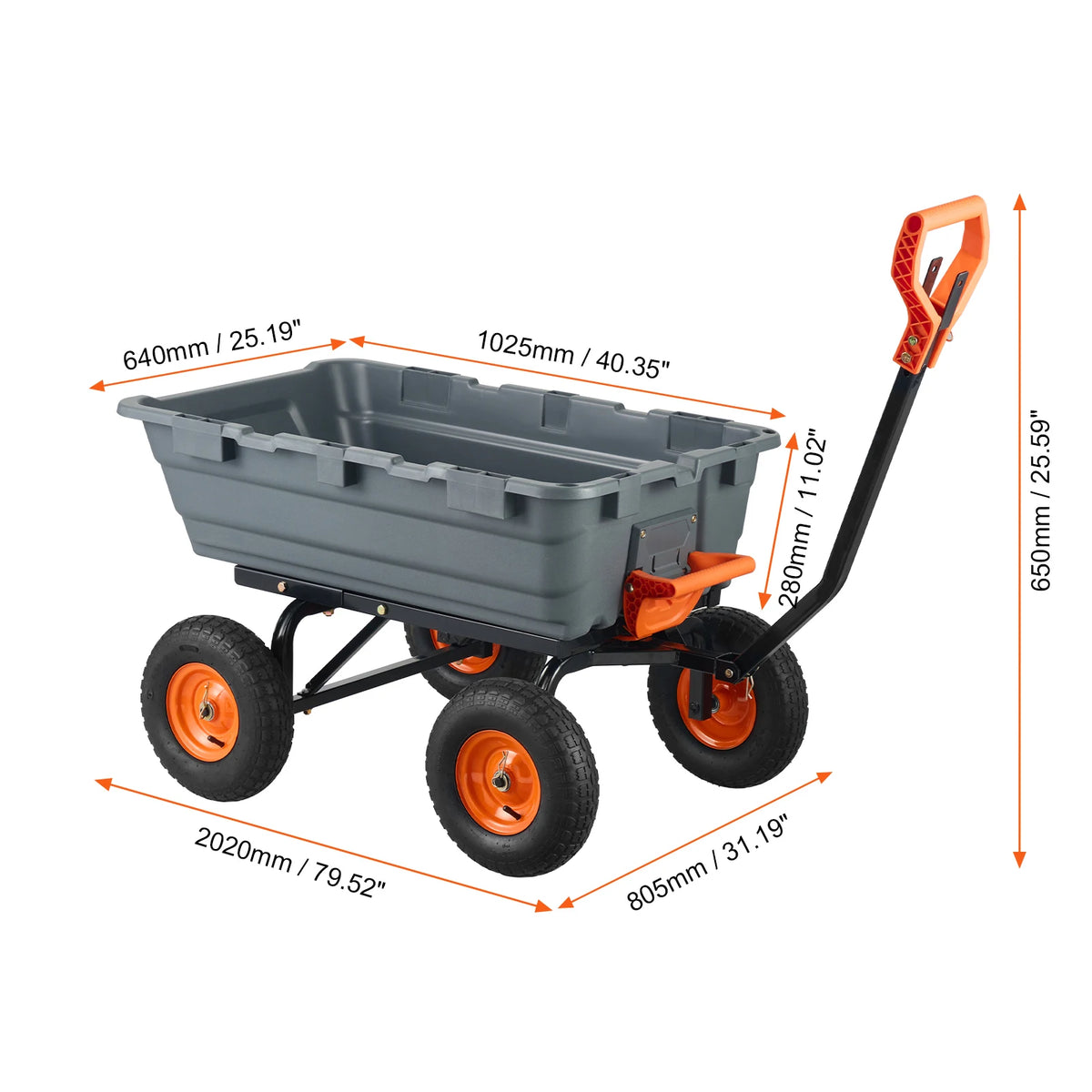 SucceBuy Poly Garden Dump Cart With Convertible Handle