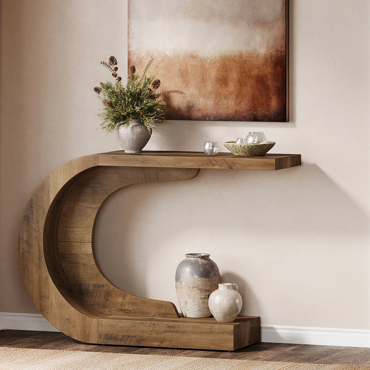 Tribesigns Mid Century Modern Wooden Entryway Console Table