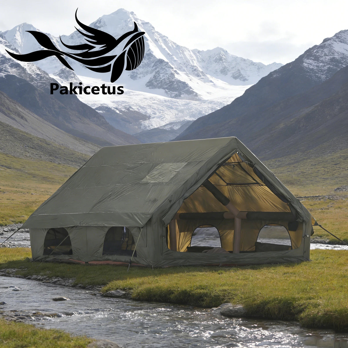 Pakicetus Waterproof Inflatable Camping Tent Quick Setup Portable Carry Bag