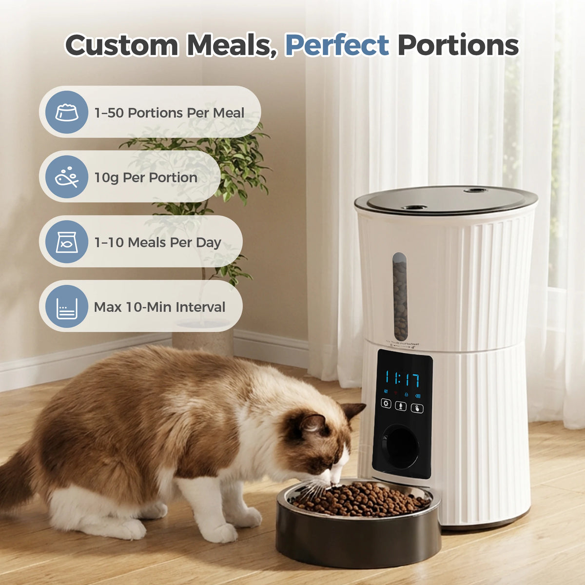 JHK WiFi Cat Feeder With App Control And Timed Feeding