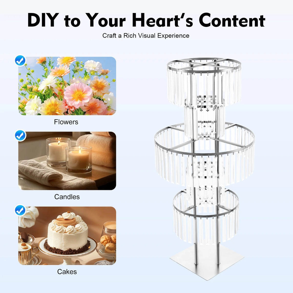 Acrylic Wedding Flower Stand Five Tier Centerpiece Display Rack