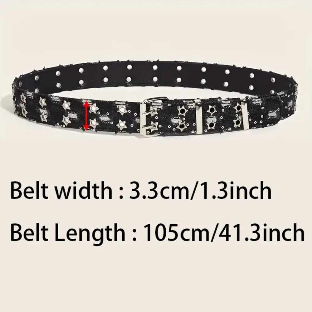 Unisex Fashion Canvas Punk Belt With Star Hollow Buckle