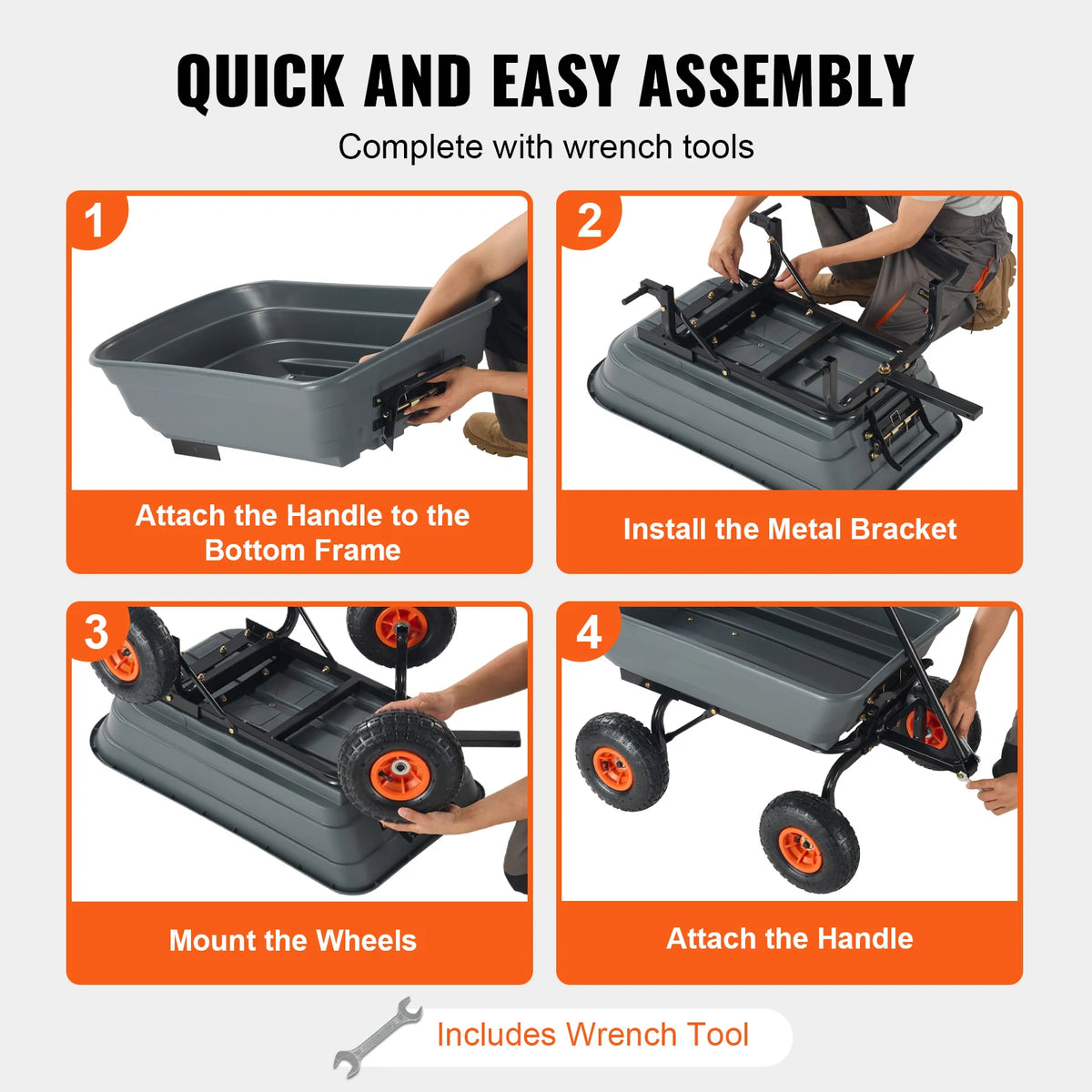 SucceBuy Poly Garden Dump Cart With Convertible Handle