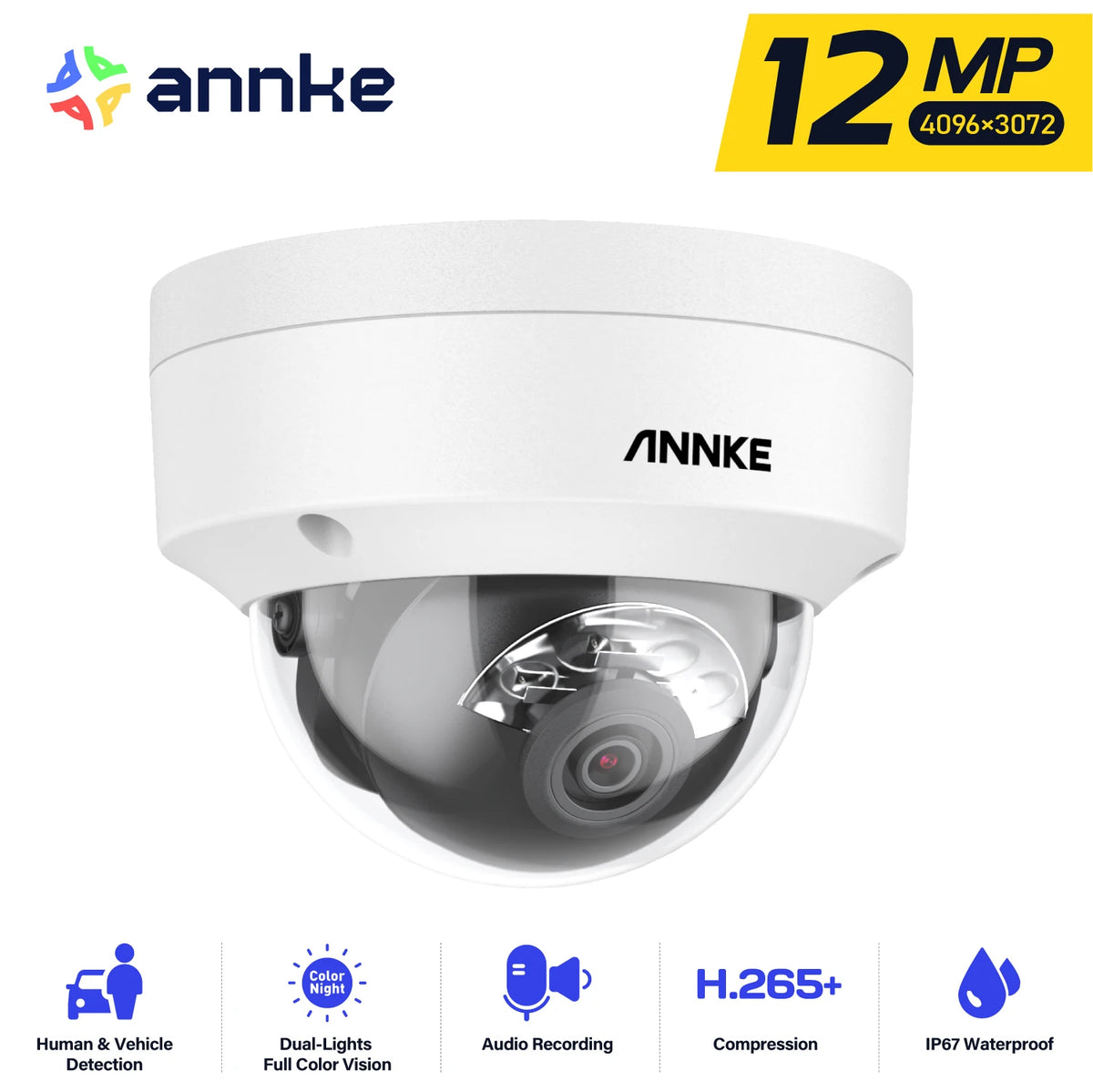 ANNKE 12MP 3K Outdoor PoE Security Camera With Night Vision