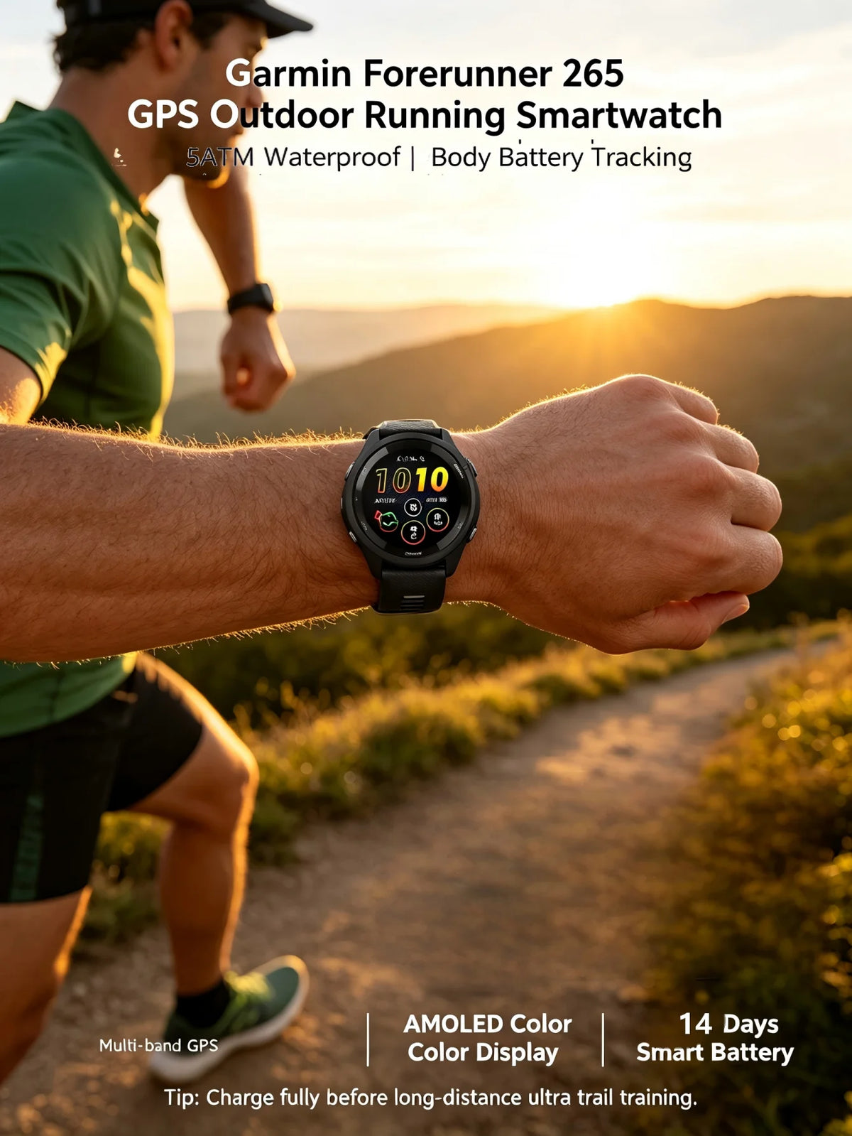 Garmin Forerunner 265 Smartwatch Featuring Multiband Navigation Health Tracker