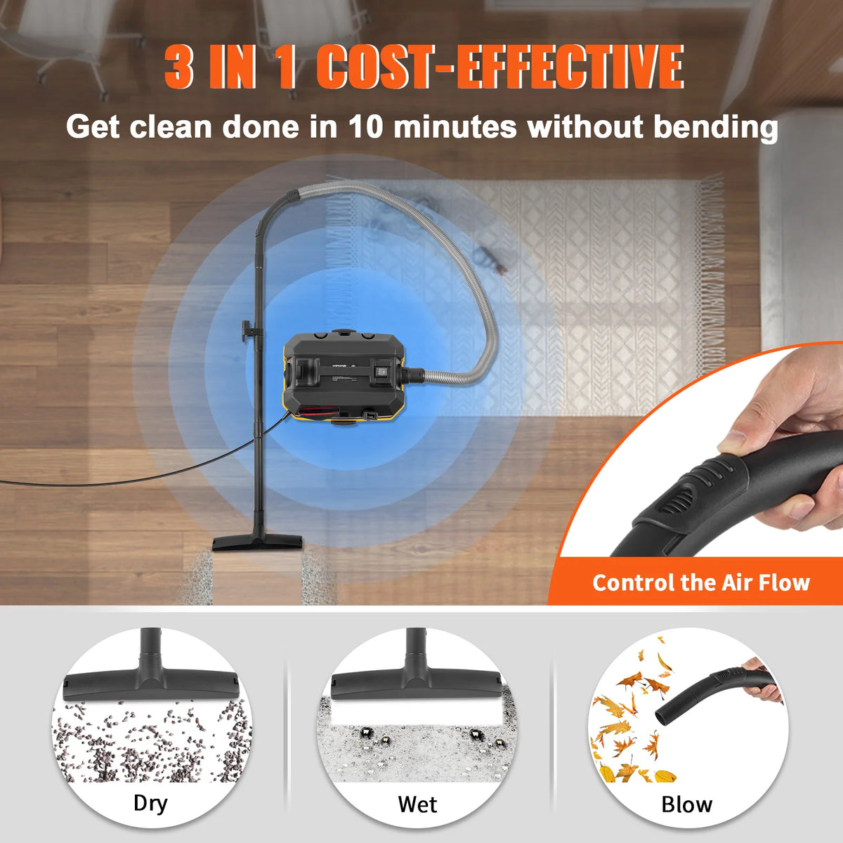 SucceBuy Portable Wet Dry Vacuum Cleaner 15L Strong Suction