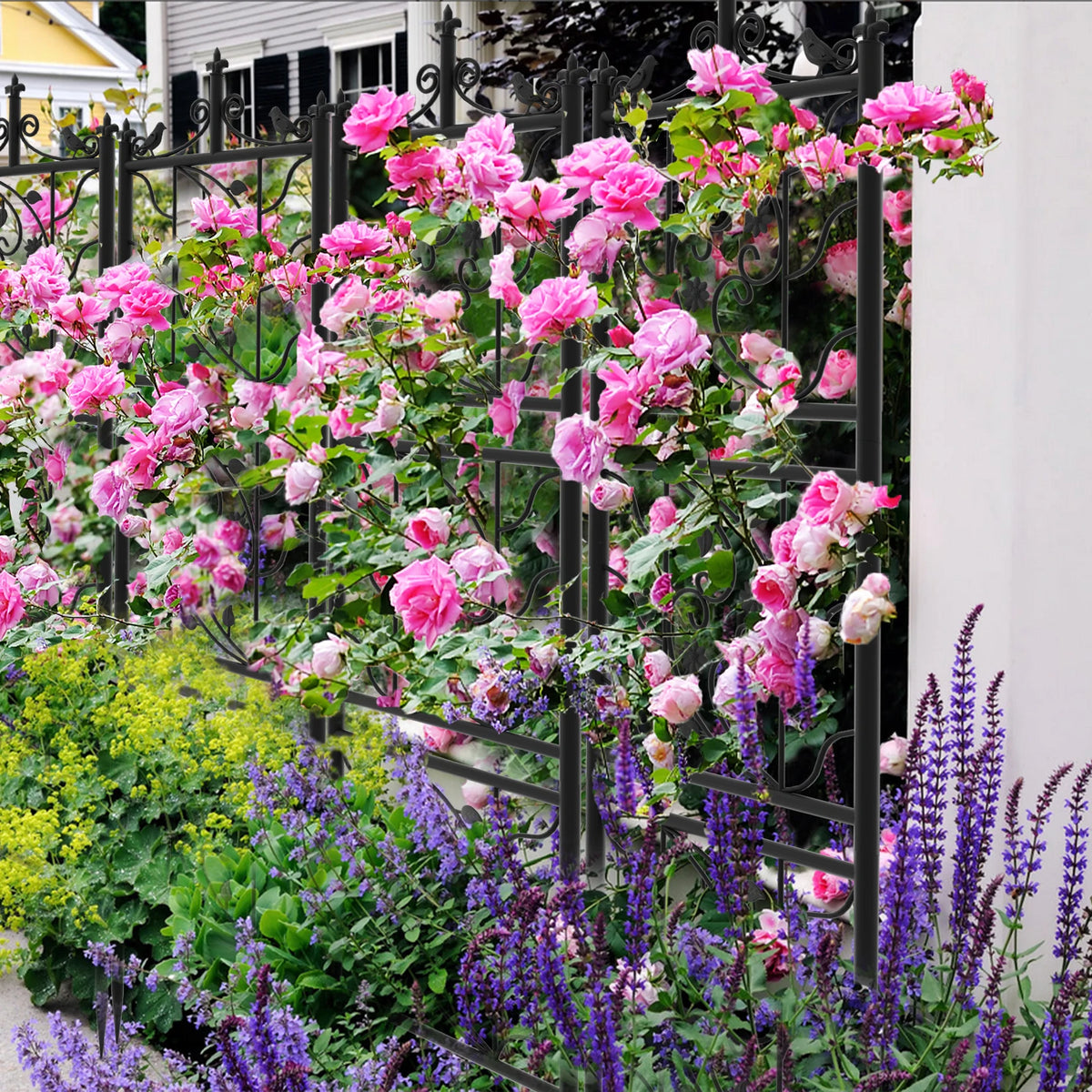 Metal Garden Trellis Panel Fence for Climbing Plants and Planters