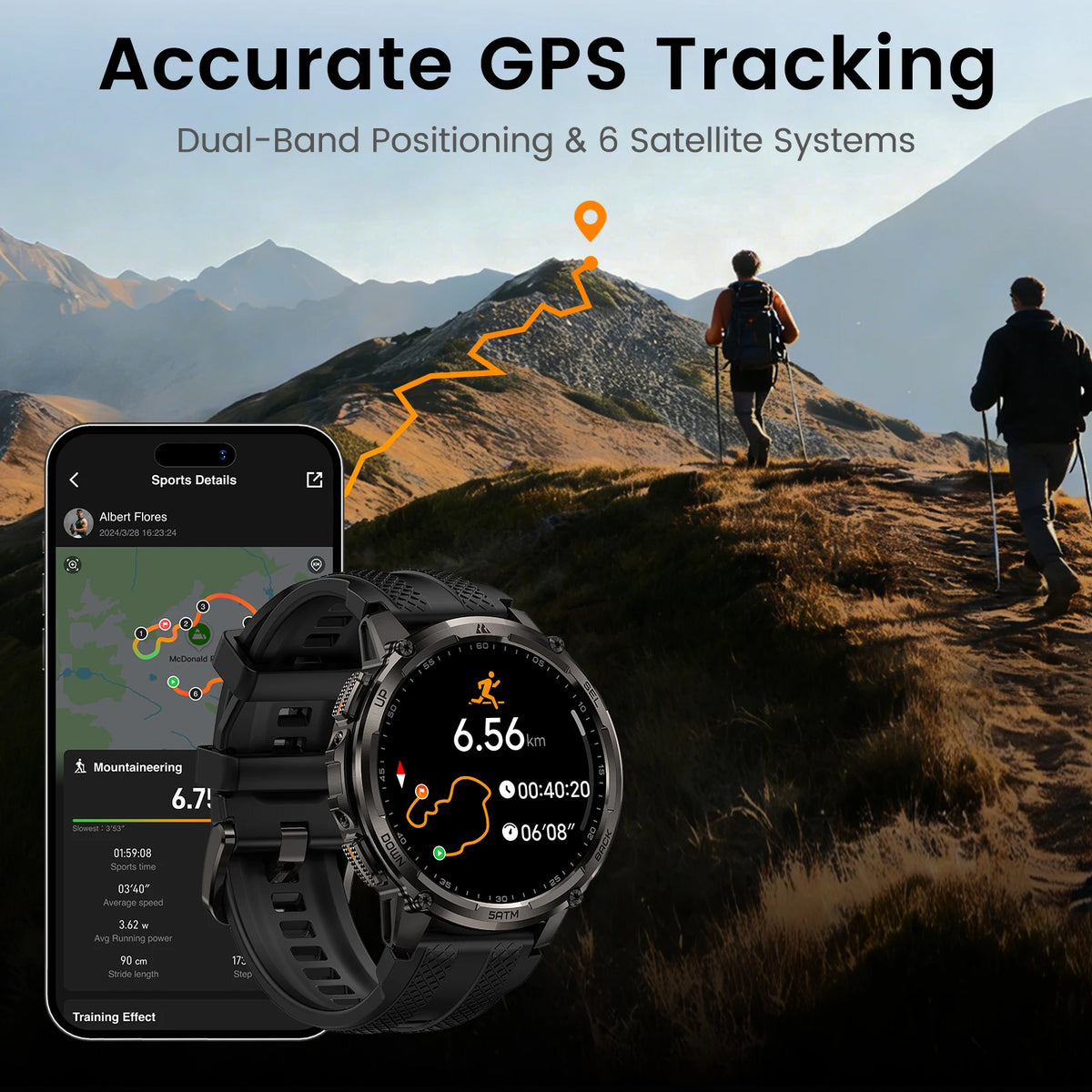 KOSPET Tank T4C Men Rugged Smartwatch With GPS And Flashlight