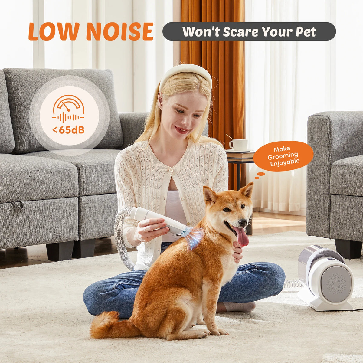 Sweetcrispy Professional Low Noise Pet Grooming Vacuum Clipper Kit