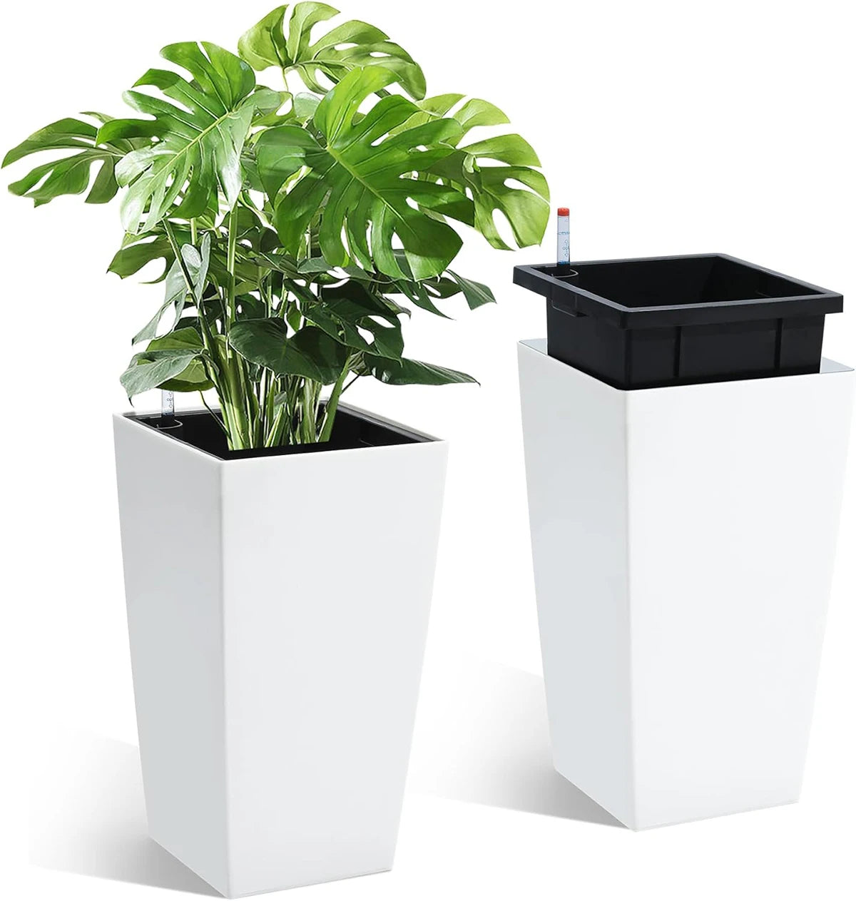 TWISTER.CK Rectangular Planters With Drainage And Water Level Monitor