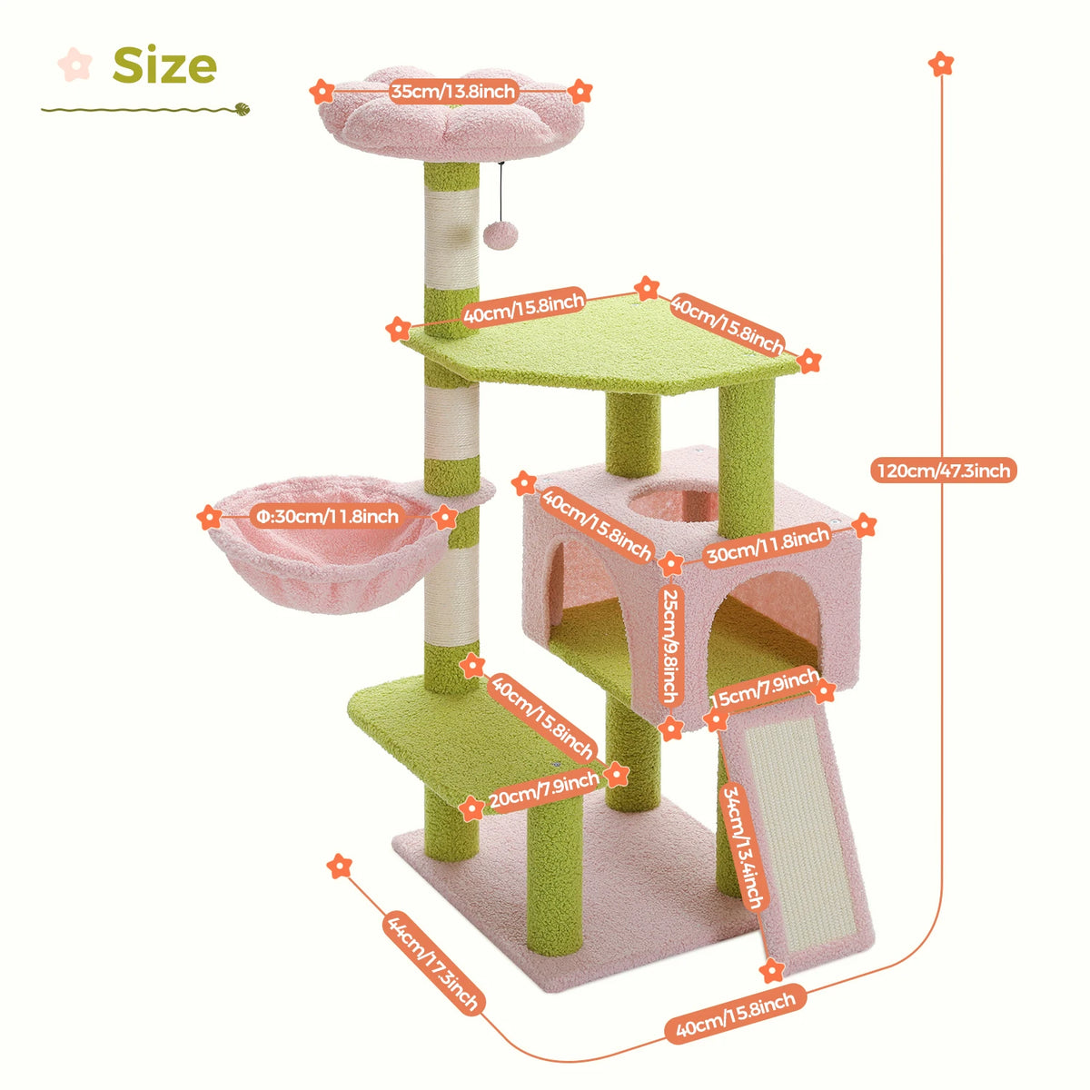 PAWZ Road Flower Cat Tree Featuring Sisal Posts And Perch