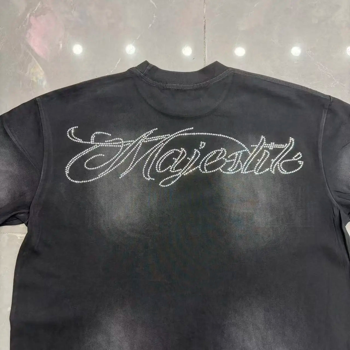 MAJESTIK Men's Cotton Rhinestone Letter Print Casual Sleeveless T Shirt