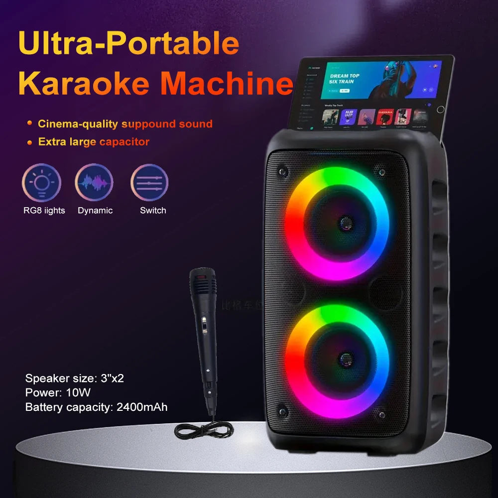 ZNLYRION Portable Bluetooth Karaoke Speaker With Wired Microphone