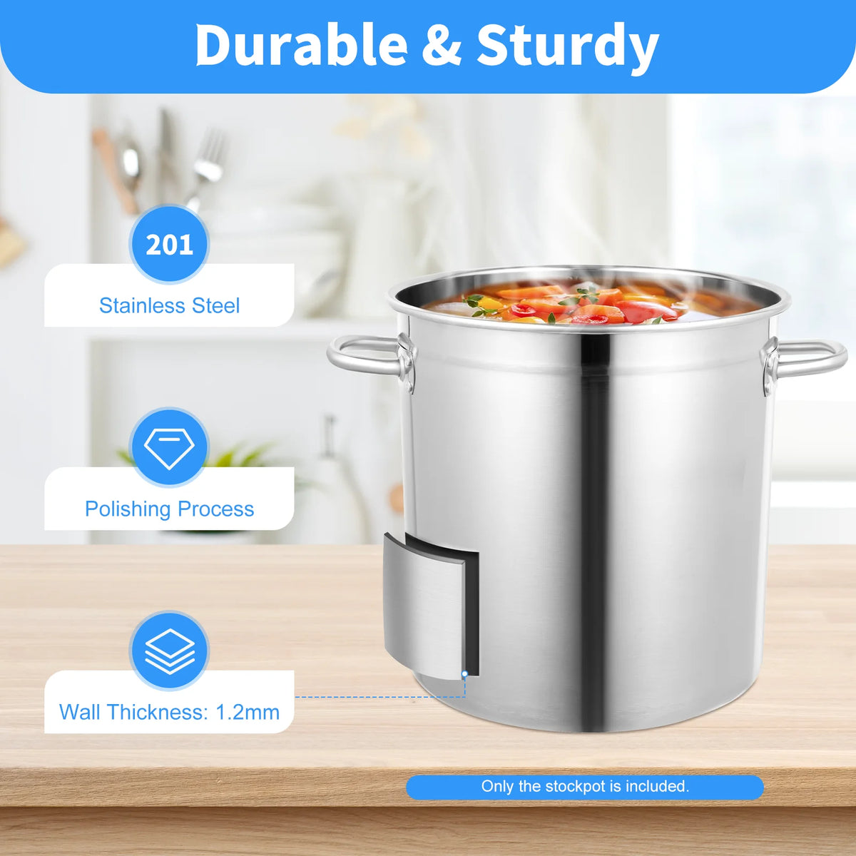 Multifunctional Stainless Steel Stock Pot With Durable Handles Secure Lid
