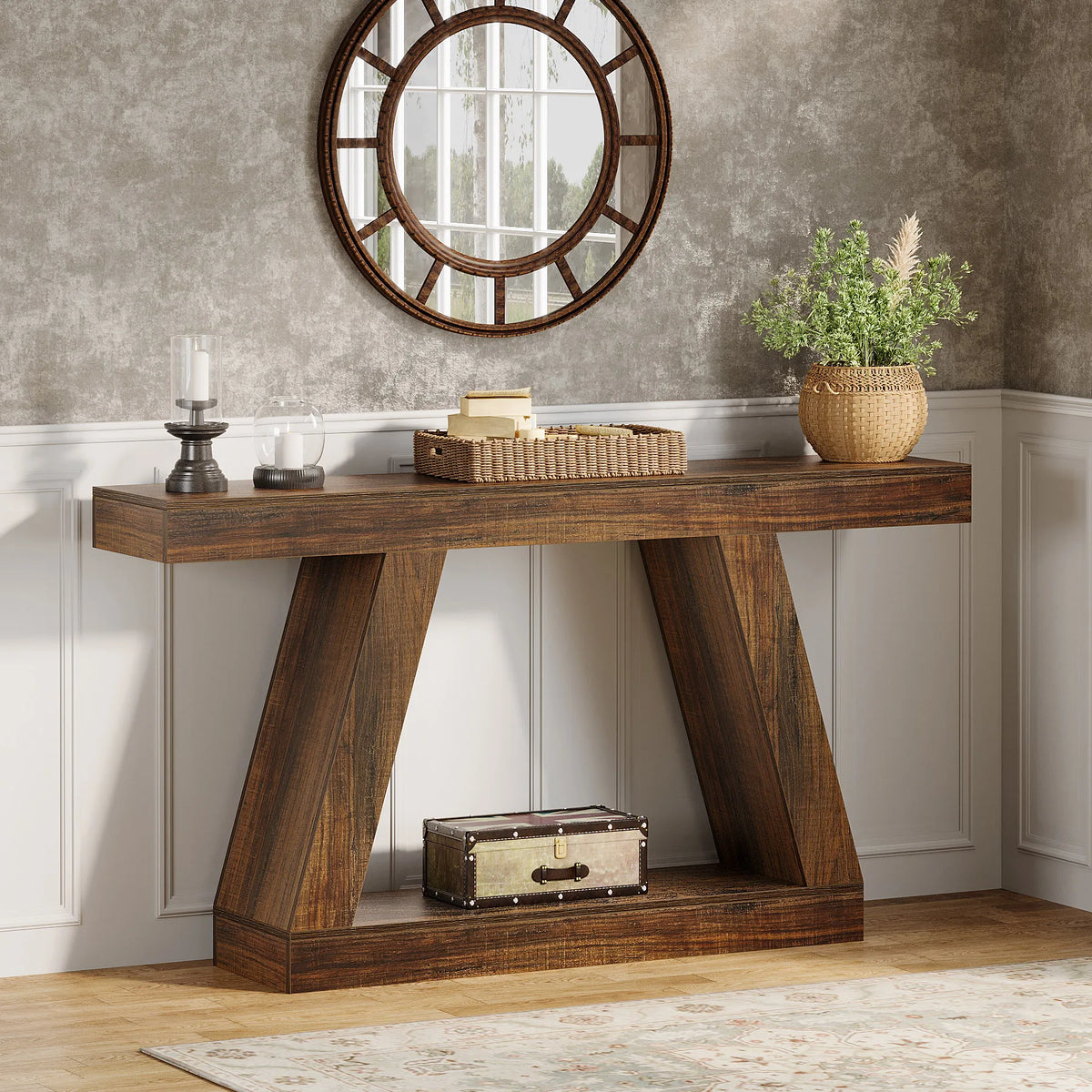 Tribesigns Rustic Storage Console Table For Entryway And Living Room