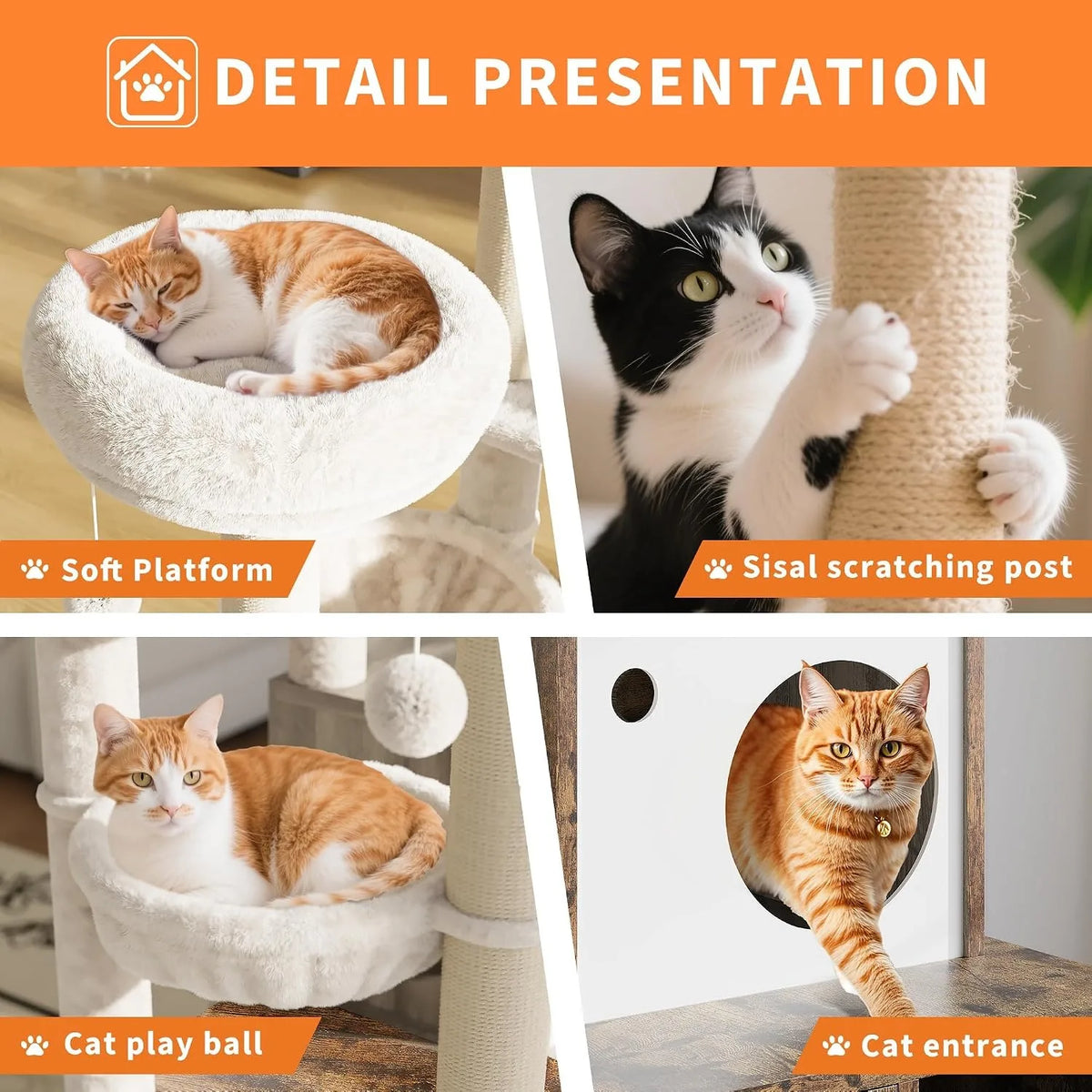 Modern Cat Tower With Hidden Litter Box And Scratching Posts