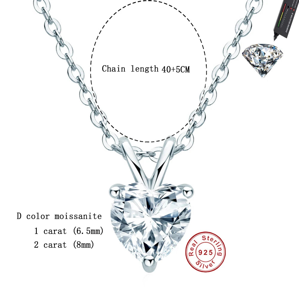 CBTB Sterling Silver Moissanite Cross Heart Pendant Necklace for Women
