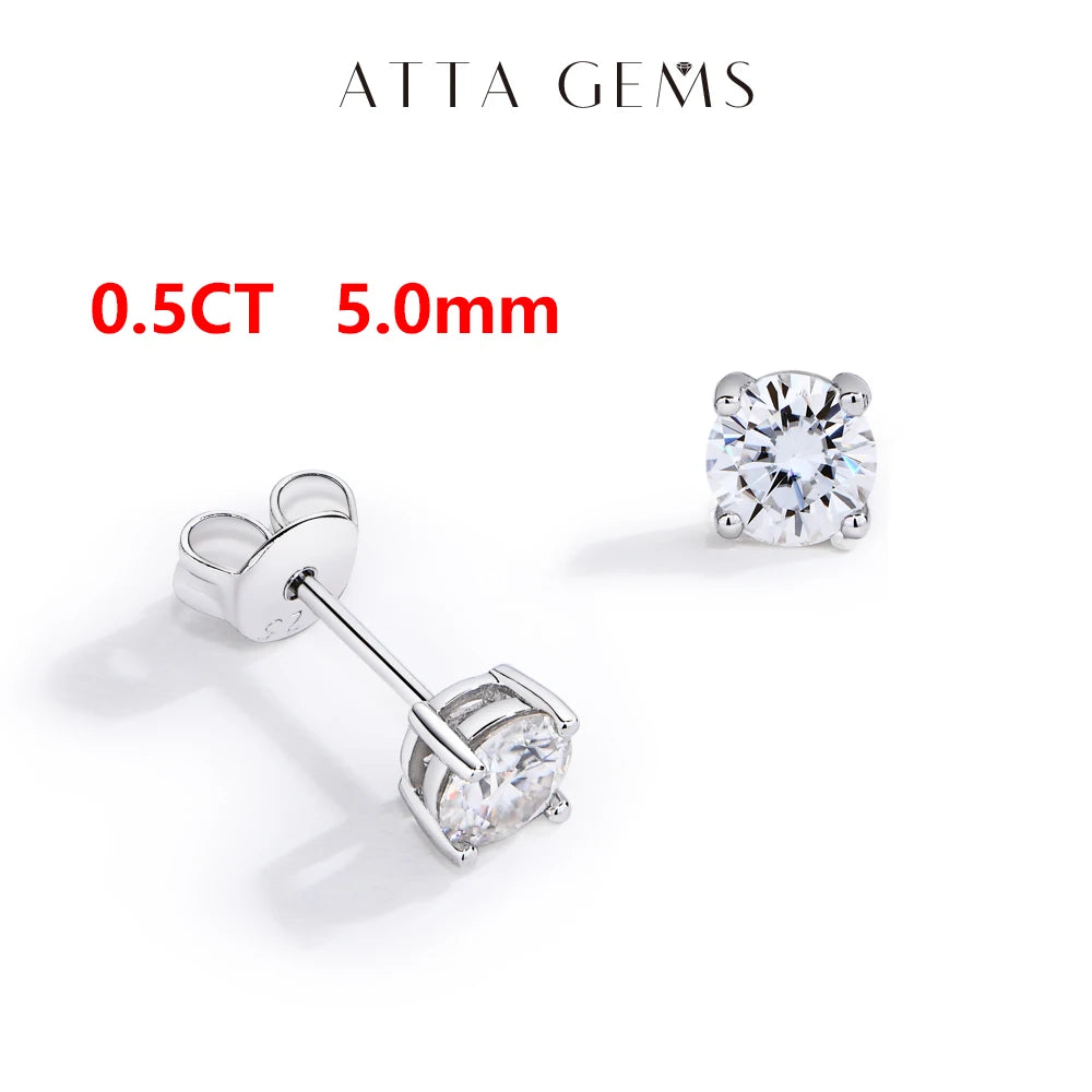 Attagems Four Claw Moissanite Stud Earrings S925 Sterling Silver
