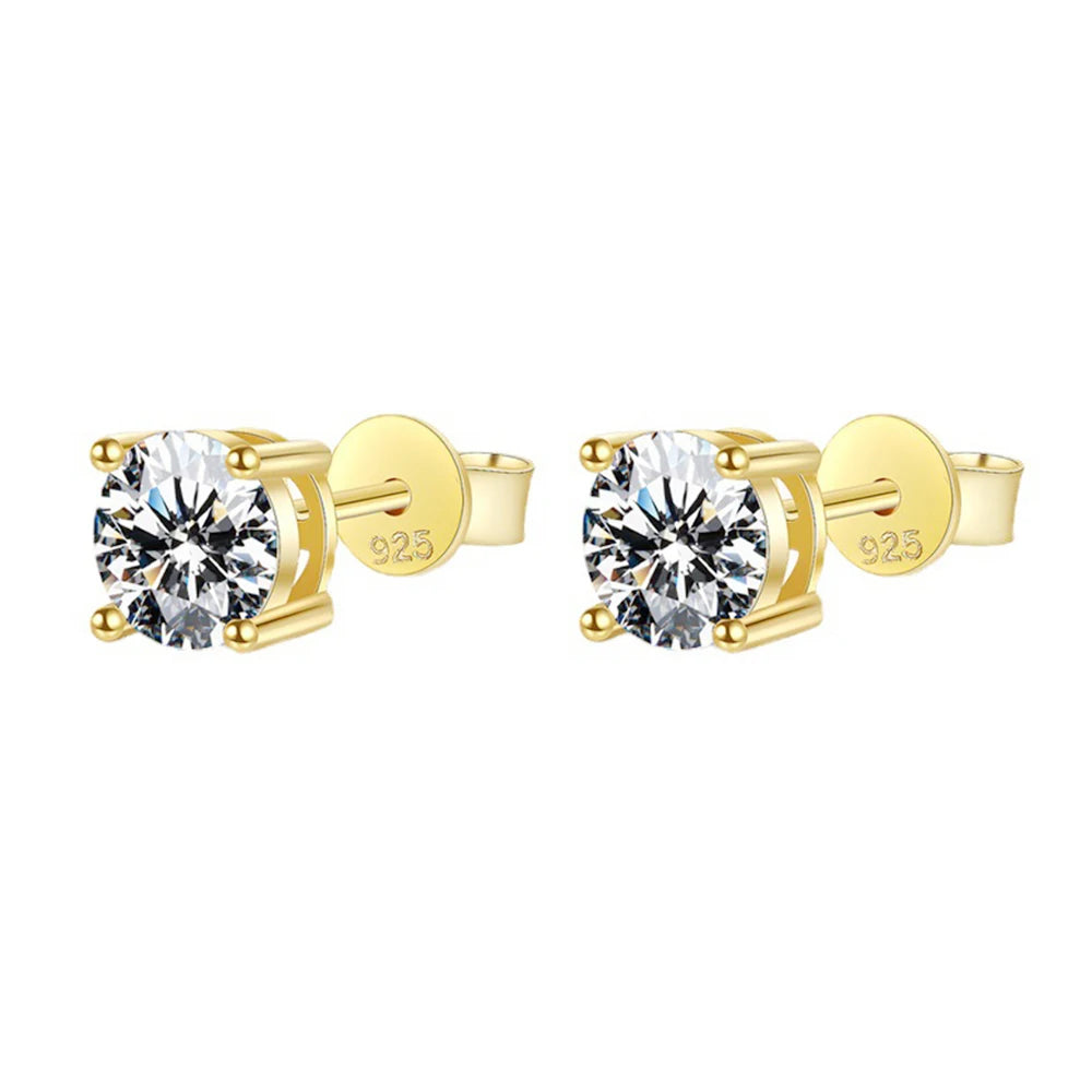 Angel Bola Moissanite Stud Earrings in Sterling Silver for Women