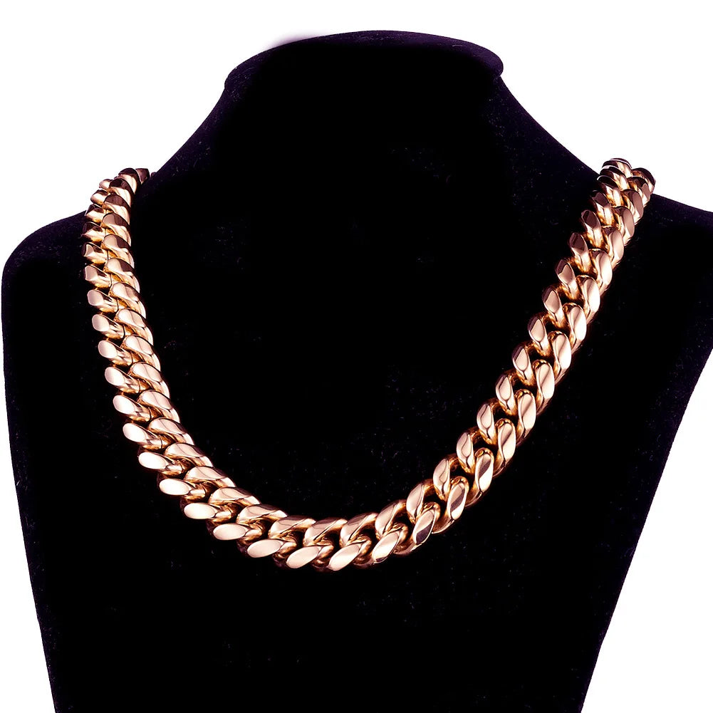 Unisex Havana Style Stainless Steel Link Chain Necklace For Men And Women