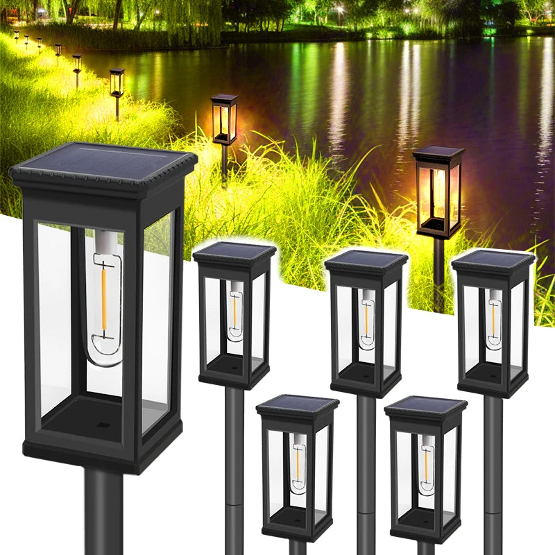 FAMCDC LED Solar Pathway Lights For Outdoor Garden Landscaping