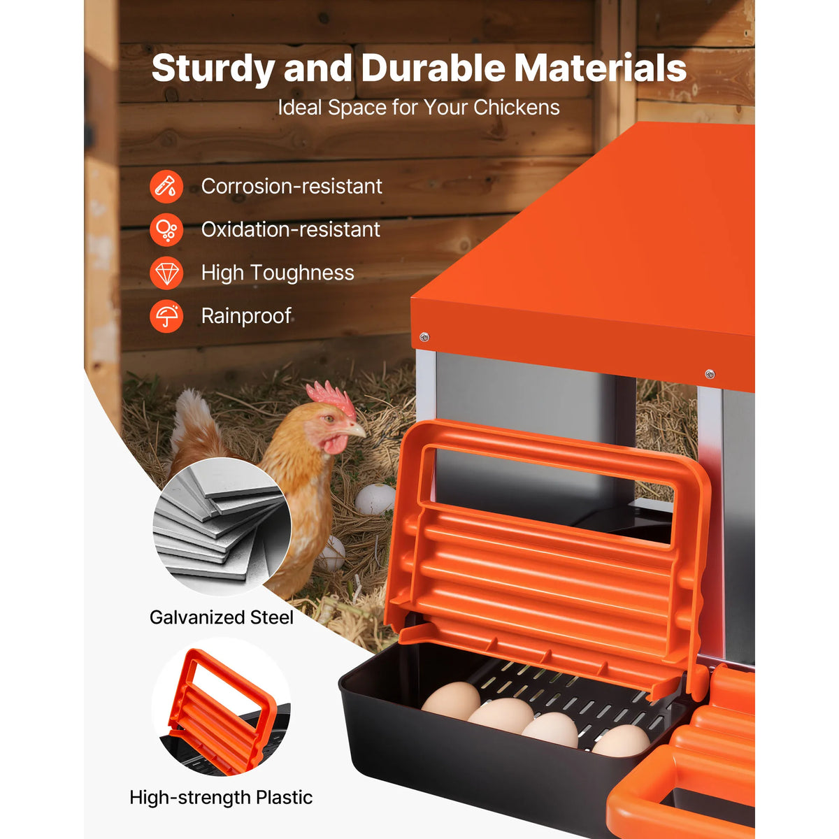 SucceBuy Galvanized Chicken Nesting Box With Roll Out Tray