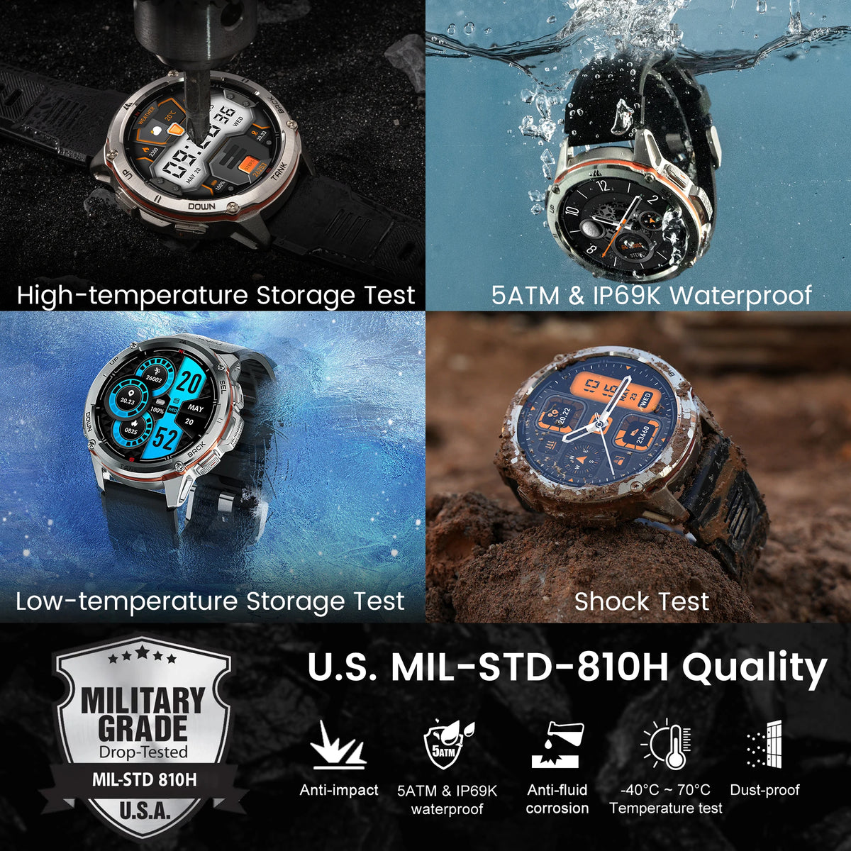 KOSPET TANK T3 Ultra GPS Rugged AMOLED Fitness Smart Watch