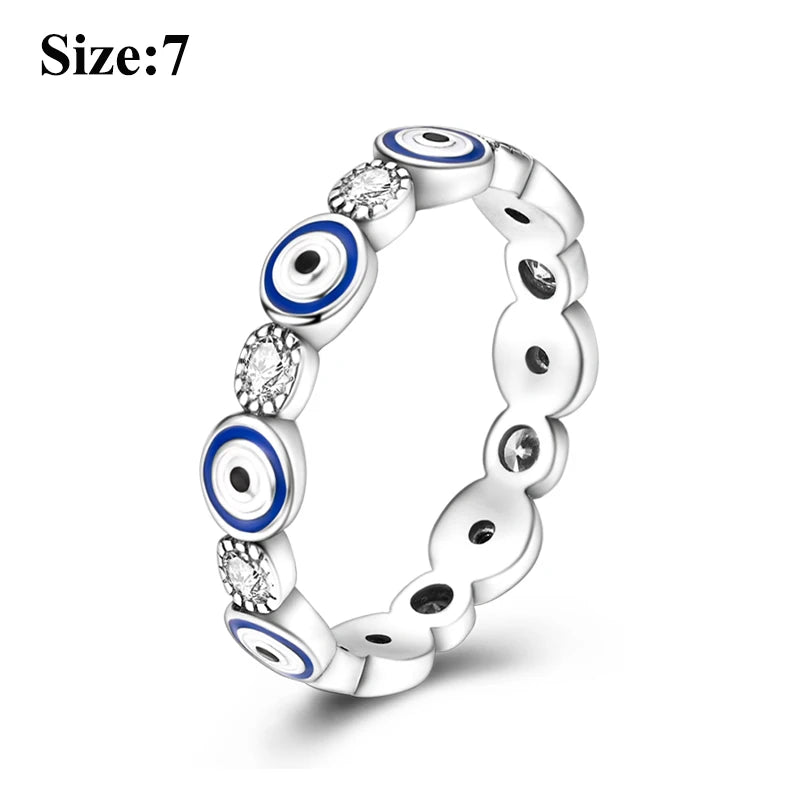 MULA Sterling Silver Evil Eye Clover Celtic Knot Wedding Band Ring