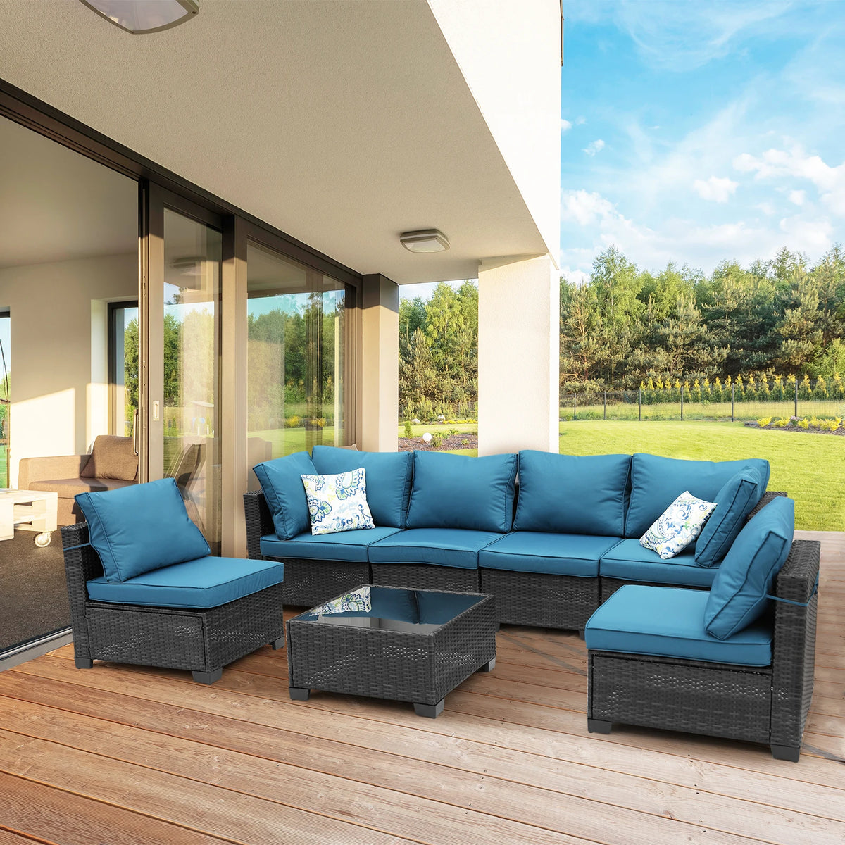 Modern Style Wicker All Weather Outdoor Patio Conversation Furniture Set