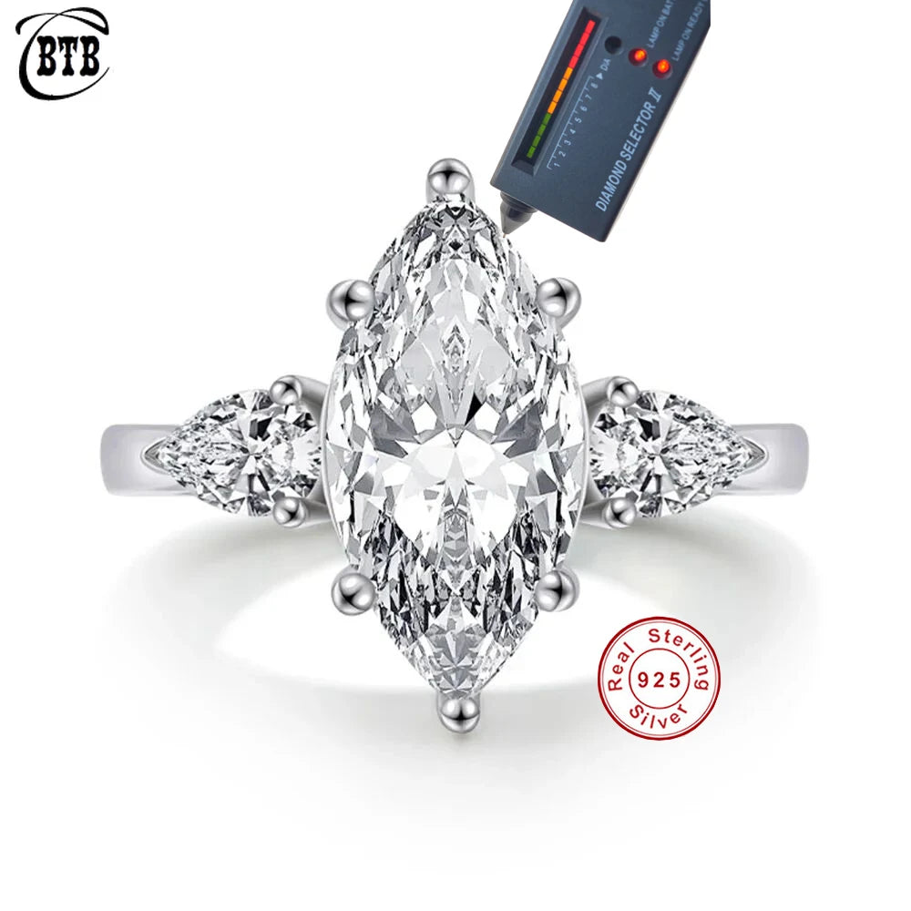 CBTB Sterling Silver Moissanite Engagement Ring Fine Jewelry Collection
