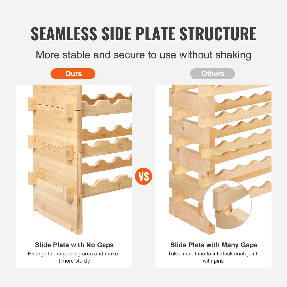 SucceBuy Bamboo Stackable Modular Wine Rack Storage Shelf