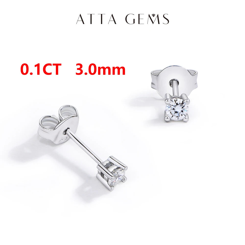 Attagems Four Claw Moissanite Stud Earrings S925 Sterling Silver