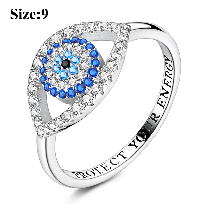 MULA Sterling Silver Evil Eye Clover Celtic Knot Wedding Band Ring