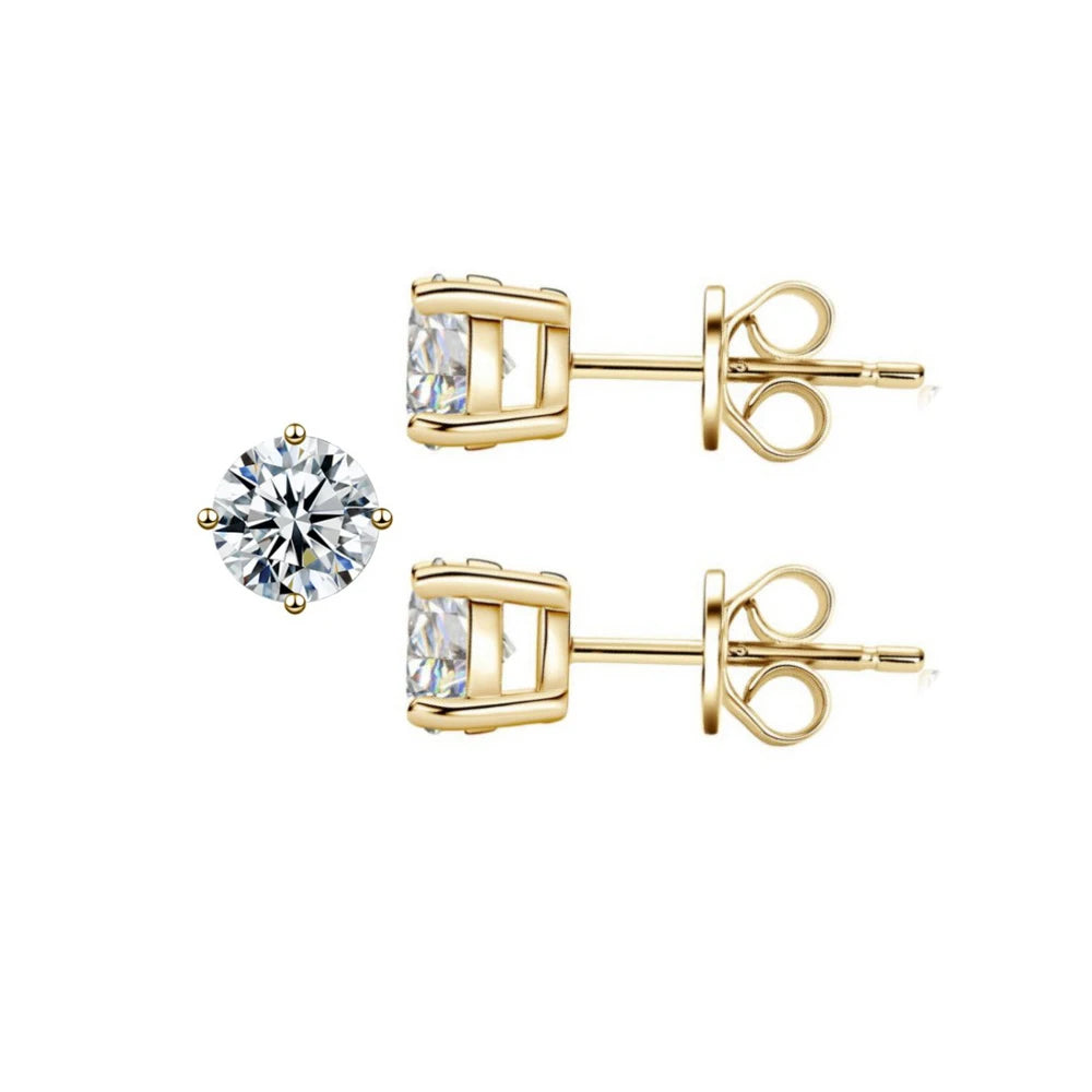 Angel Bola Moissanite Stud Earrings in Sterling Silver for Women