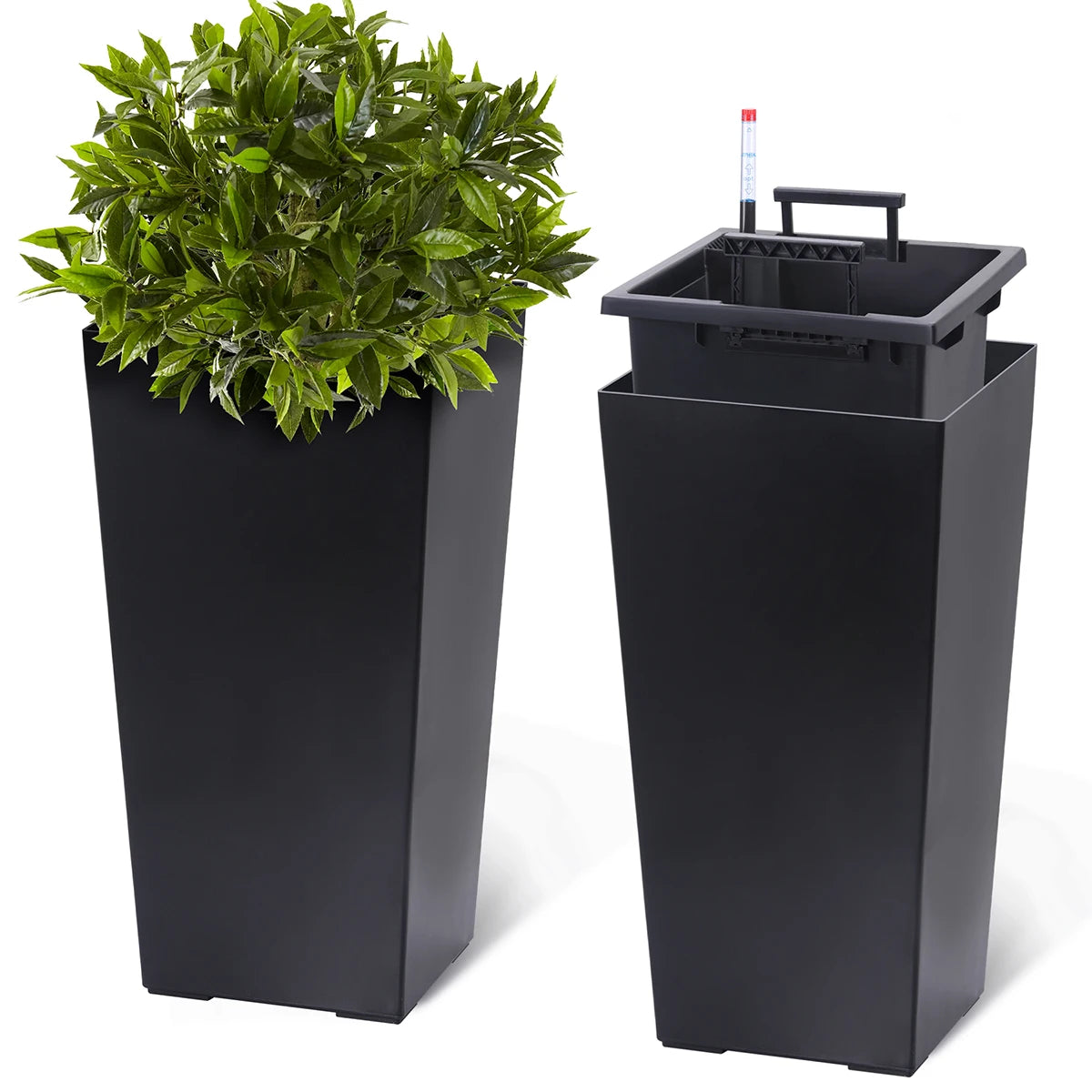 TWISTER.CK Rectangular Planters With Drainage And Water Level Monitor