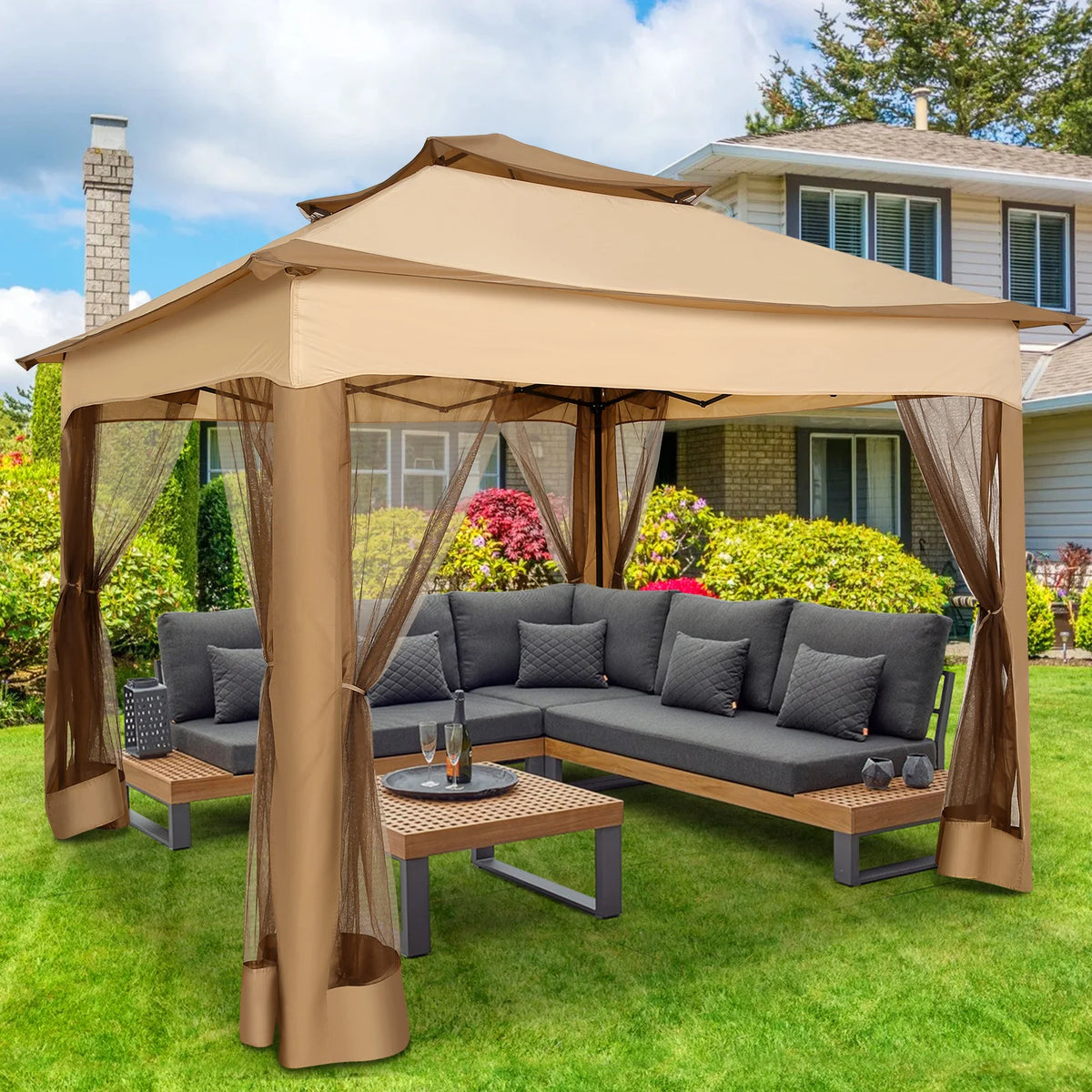 COBIZI Pop Up Gazebo with Mosquito Netting and Ventilated Roof